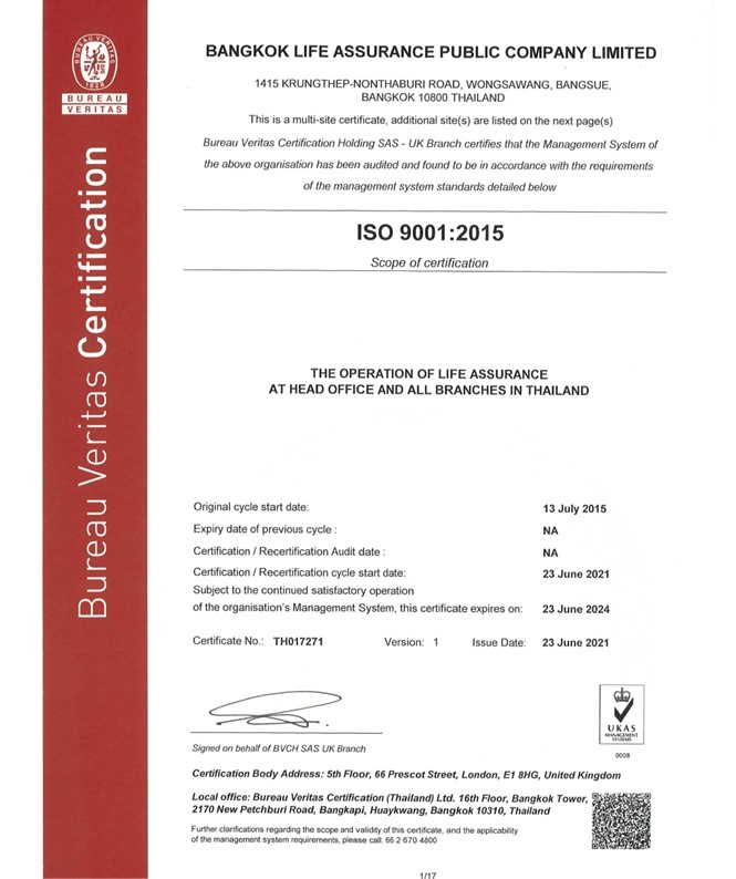การรับรองระบบ ISO/IEC 9001:2015 ระบบบริหารคุณภาพ